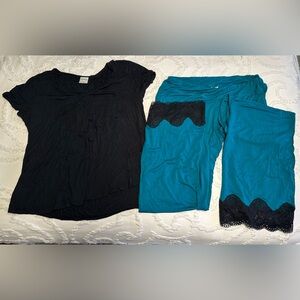 Soma Black and Teal Pajama Set